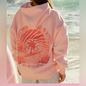 pink palm puff hoodie, size medium , pink. never been worn